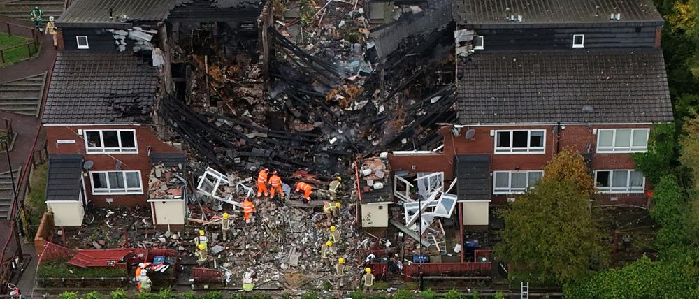 Nach der Explosion folgte ein Feuer: die zerstörte Häuserzeile in Newcastle. 