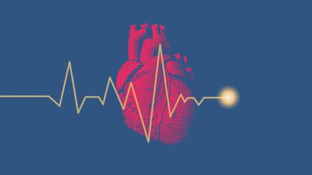 Ein Herz mit einer EKG-Kurve zum Herzkreislaufstillstand (Illustration).