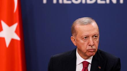 Der türkische Präsident Erdoğan bei einer Pressekonferenz am 11. Oktober 2024.