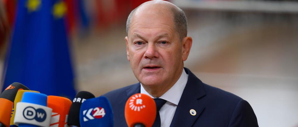 Der deutsche Kanzler in Brüssel: Olaf Scholz (SPD).