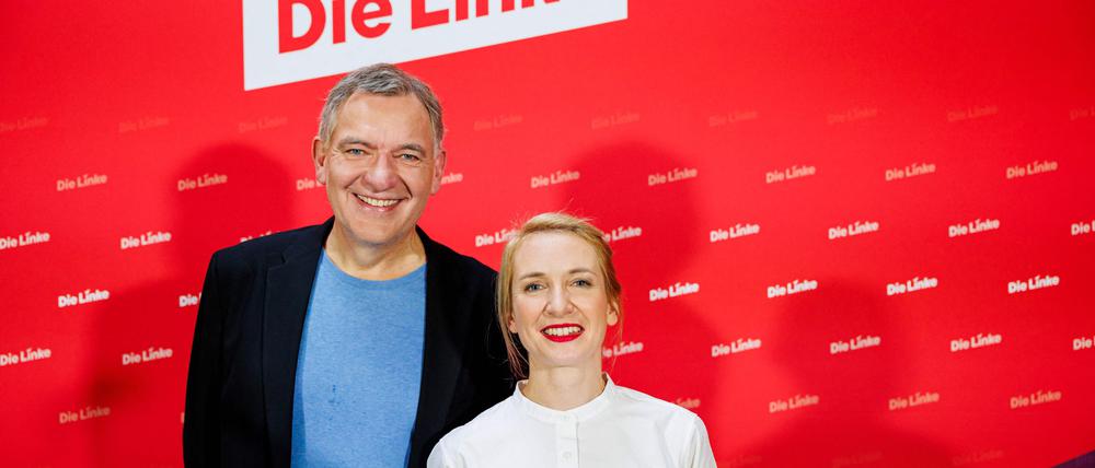 Neu gewählt: Jan van Aken und Ines Schwerdtner, Vorsitzende der Linkspartei.