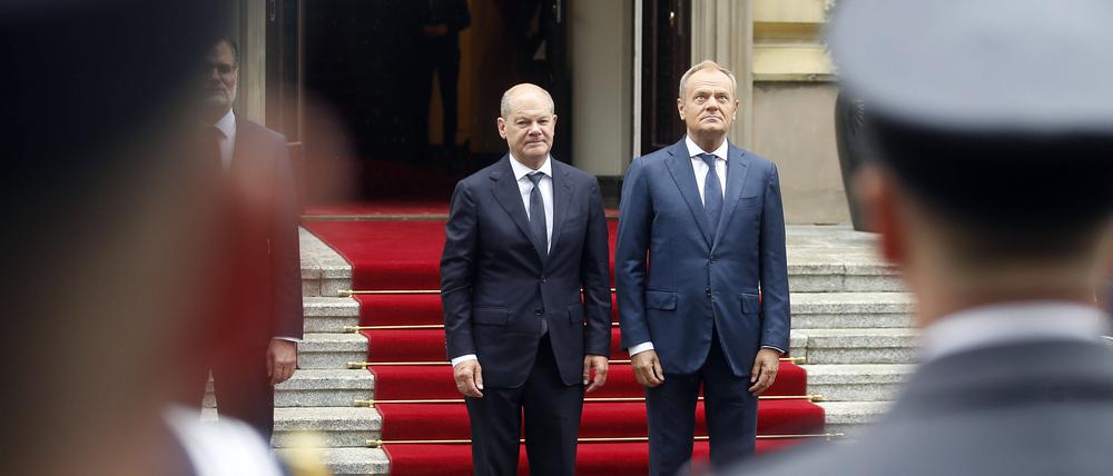 Bundeskanzler Olaf Scholz (links) und der polnische Ministerpräsident Donald Tusk