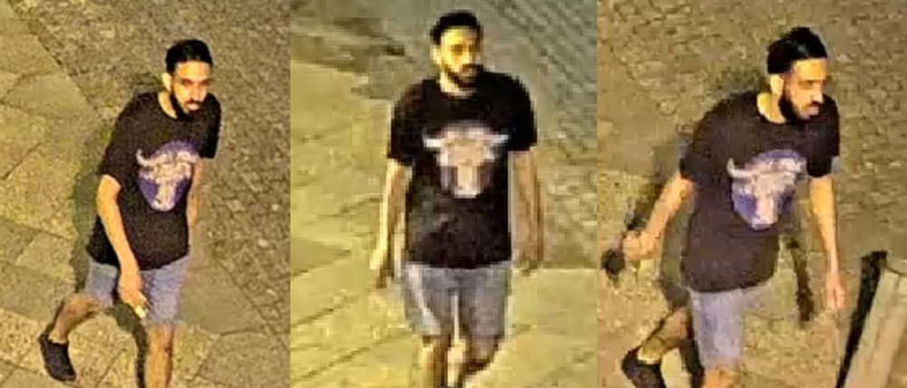 Die Berliner Polizei sucht einen Brandstifter. Das könnte ein Tatverdächtiger sein.