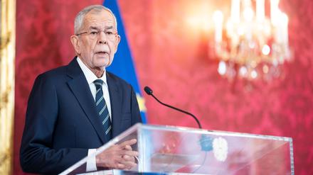 Alexander Van der Bellen, Bundespräsident von Österreich, spricht bei einer Pressekonferenz.