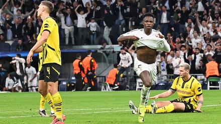 Vinicius Junior trifft zum 4:2 und macht damit alles klar, später ließ der Brasilianer sogar noch ein fünftes Tor für Real folgen.