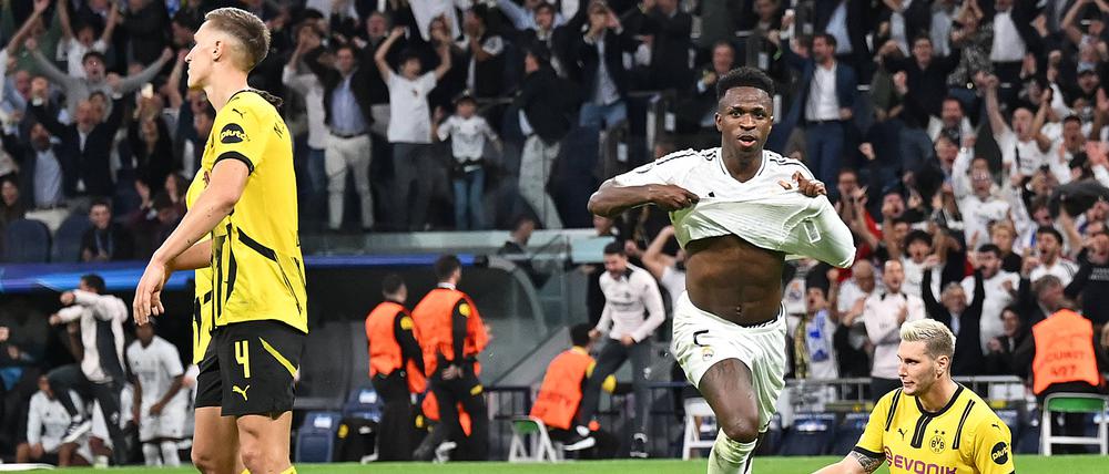 Vinicius Junior trifft zum 4:2 und macht damit alles klar, später ließ der Brasilianer sogar noch ein fünftes Tor für Real folgen.
