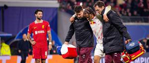 Xavi Simons wurde in der Schlussphase gegen Liverpool verletzt ausgewechselt.
