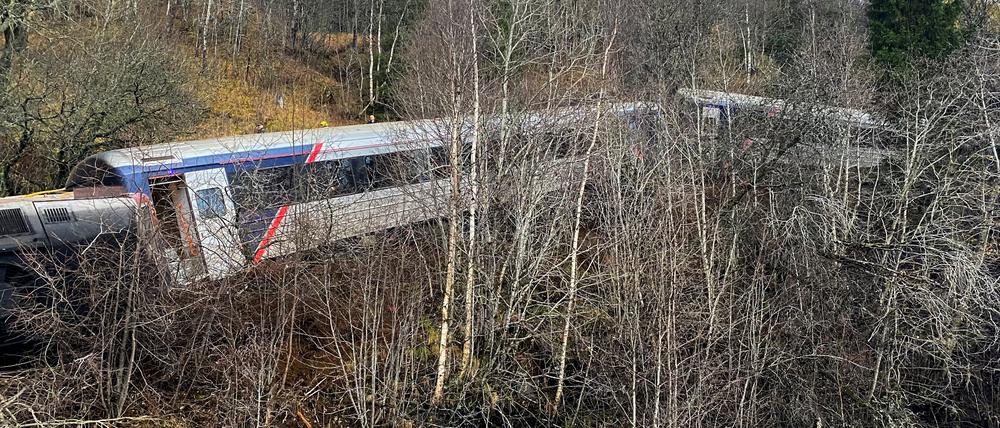 Der am 24.10.2023 entgleiste Zug in Norwegen.