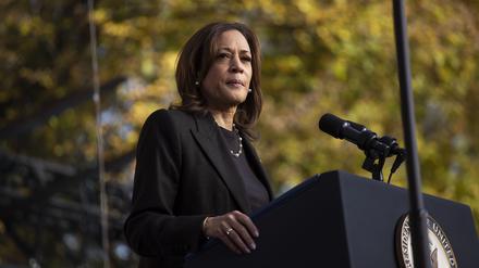 Kamala Harris im Wahlkampf – hier bei einem Auftritt vergangene Woche in Michigan. 