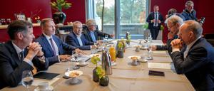 Teil eins der Wirtschaftsgipfel: FDP-Politiker mit Verbänden.