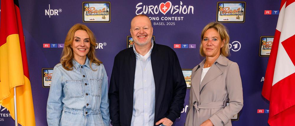 Inga Leschek (l-r), Chief Content Officer RTL Deutschland, Stefan Raab und Christine Strobl, ARD-Programmdirektorin.