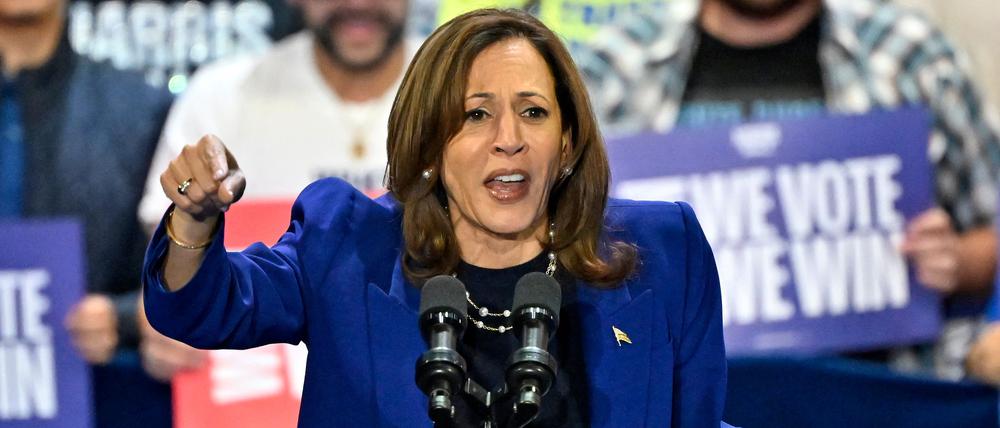 US Vice President and Democratic presidential candidate Kamala Harris speaks during a campaign rally at the Craig Ranch Amphitheater in Las Vegas, Nevada, on October 31, 2024. (Photo by David Becker / AFP)