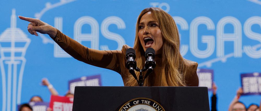 Jennifer Lopez wirbt in Las Vegas für Kamala Harris. 