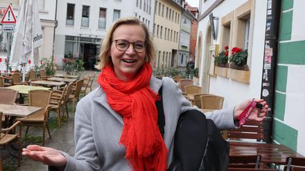 02.11.2024, Thüringen, Erfurt: Katja Wolf, BSW-Fraktionschefin in Thüringen kommt zum Mitgliedertreffen des BSW-Landesverbands.