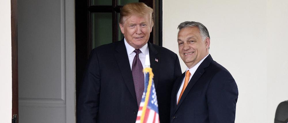 Ungarns Ministerpräsident Viktor Orban (rechts) und der republikanische Präsidentschaftskandidat Donald Trump.