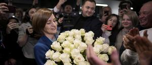 Moldaus Präsidentin Maia Sandu nach ihrer Wiederwahl in der Hauptstadt Chisinau.