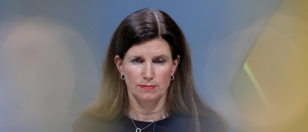 Bettina Orlopp, Finanzvorständin der Commerzbank, bei der Bilanz-Pressekonferenz der Commerzbank AG 2023.