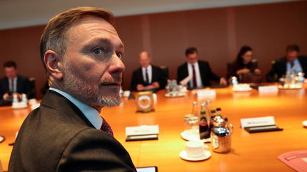 Finanzminister Christian Lindner (FDP) am Mittwoch vor Beginn der Kabinettssitzung