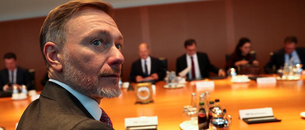 Finanzminister Christian Lindner (FDP) am Mittwoch vor Beginn der Kabinettssitzung