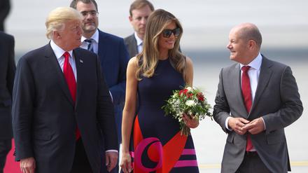 Ankunft des US-Präsidenten Donald Trump zum G20-Gipfel auf dem Flughafen Hamburg am 06.07.2017. 
