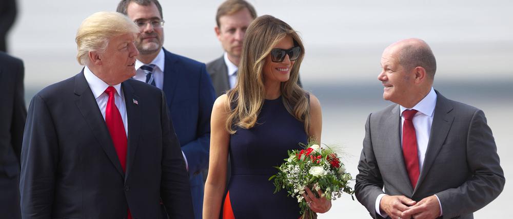 Ankunft des US-Präsidenten Donald Trump zum G20-Gipfel auf dem Flughafen Hamburg am 06.07.2017. 