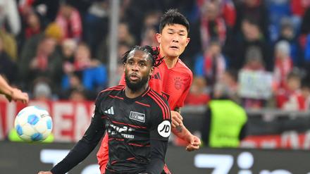 Jordan (vorne, im Zweikampf mit Bayerns Minjae Kim) ist für den 1. FC Union Berlin auch ohne Tore sehr wichtig. 