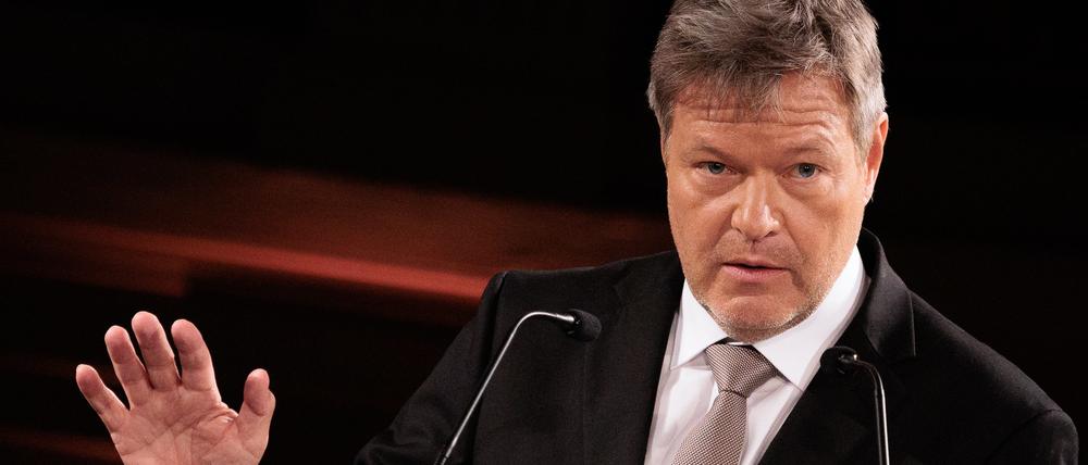 Robert Habeck hält vor Gästen seine „Neuhardenberger Rede“.