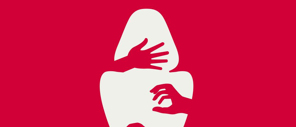 Silhouette einer Frau, die belästigt wird.