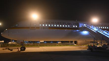 Das Flugzeug A350 „Kurt Schuhmacher“, mit dem Bundeswirtschaftsminister Habeck aus Lissabon zurückfliegen wollte (Symbolbild).