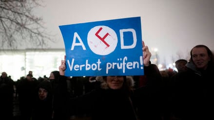 Eine Demonstration in Berlin nach Veröffentlichung des „Correctiv“-Berichts Anfang 2024.