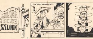 Eine originale Lucky-Luke-Seite, ausgestellt im Auktionshaus Christie’s in Paris.