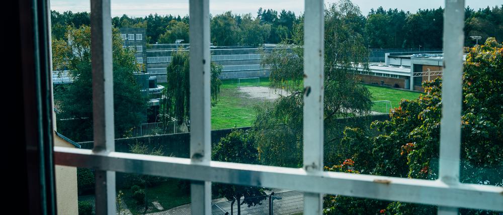Grün ist die Hoffnung, grau das Gefängnis: Blick aus einem Raum der JVA Tegel.