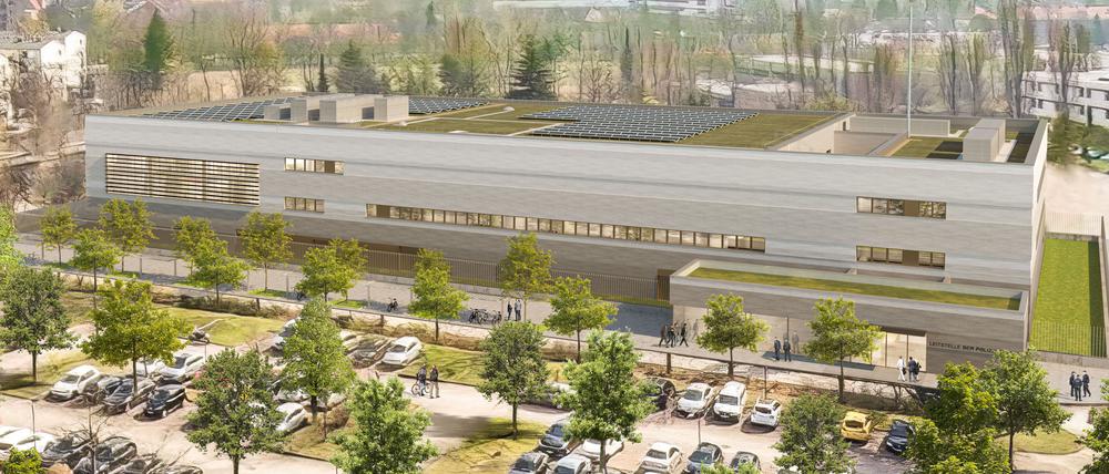 So soll die neue Leitstelle in der Gallwitzallee in Lankwitz ab 2029 aussehen.