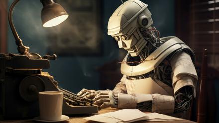 Künstliche Intelligenz kommt beim Dichten anders als hier dargestellt ohne Schreibmaschine aus. 