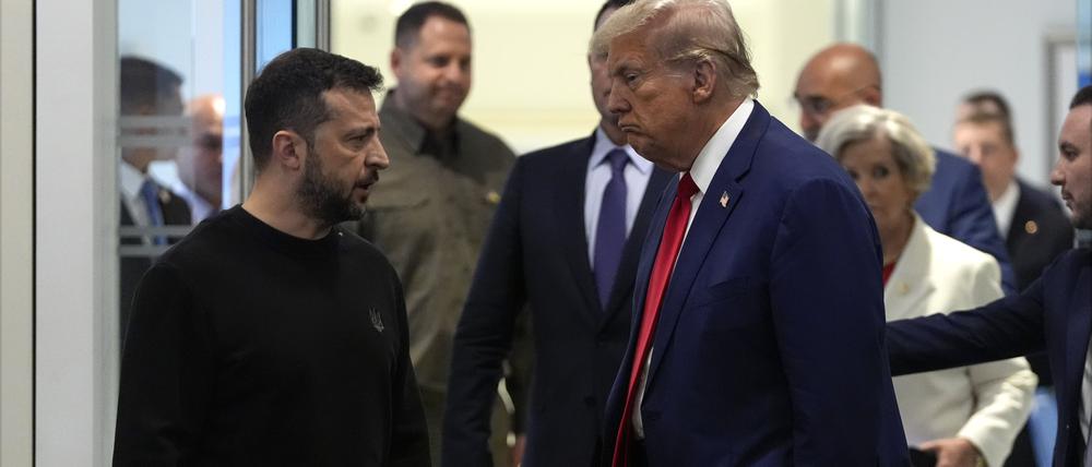 Der designierte US-Präsident Donald Trump mit dem ukrainischen Präsidenten Wolodymyr Selenskyj