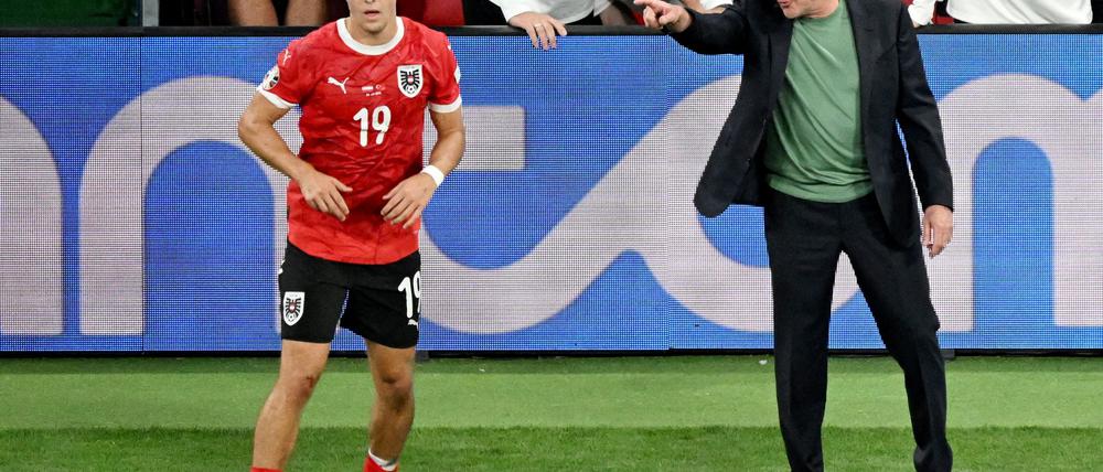 In der Nations League auf Erfolgskurs: Trainer Ralf Rangnick und Leipzigs Christoph Baumgartner.