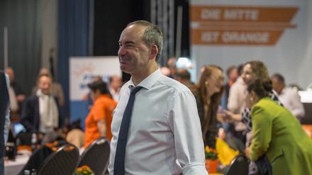 Hubert Aiwanger, Bundesvorsitzender, auf dem Bundesparteitag der Partei Freie Wähler im bayerischen Geiselwind.