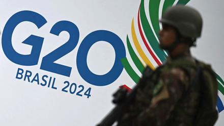 Ein Soldat vor dem G20-Gipfel in Brasilien, der am Montag beginnt