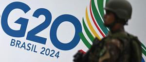Ein Soldat vor dem G20-Gipfel in Brasilien, der am Montag beginnt