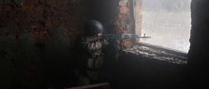 Ein ukrainischer Soldat nahe der Stadt Charkiw.