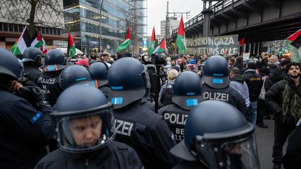 Bei der Demonstration für Palästina und gegen Israel nahm die Polizei auch vereinzelt Teilnehmer fest. 