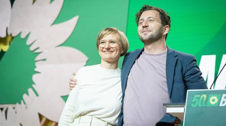 Die grünen Parteivorsitzenden Franziska Brantner und Felix Banaszak