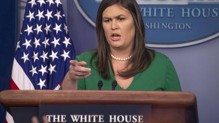 Sarah Huckabee Sanders während einer Pressekonferenz im Weißen Haus im August 2018.