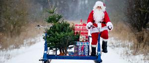 Am häufigsten weiß war es auch in Berlin und Brandenburg an Weihnachten noch in der Dekade 1961-1970, hier ein Weihnachtsmann in Mellensee (Brandenburg) am 12. Dezember 2012.