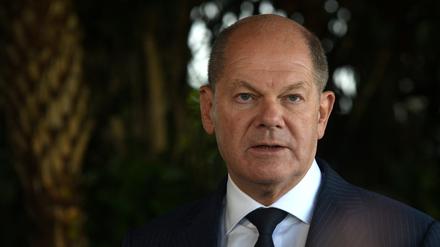 Bundeskanzler Olaf Scholz spricht in einer Pressekonferenz während des G20-Gipfels in Rio de Janeiro (Archivbild).