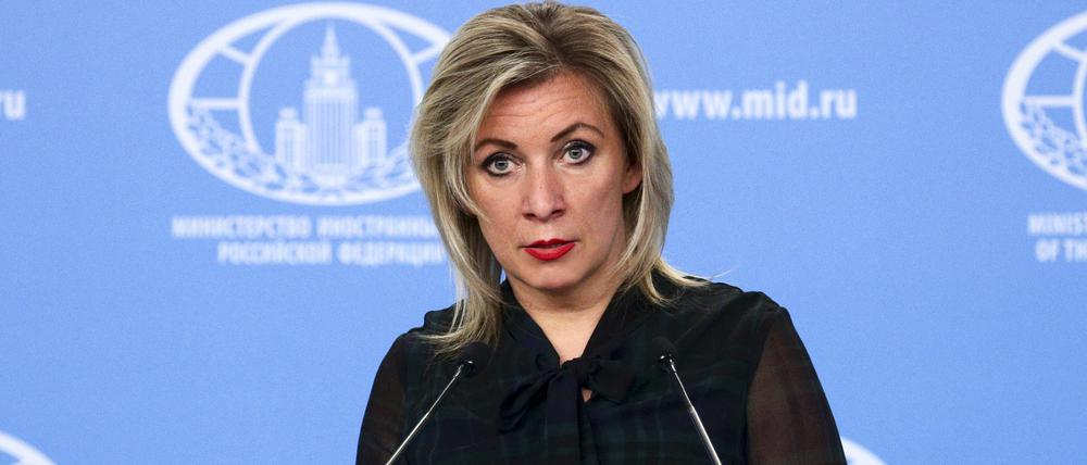 Maria Sacharowa, die Sprecherin des russischen Außenministeriums, während eines Briefings über Außenpolitik (Archivbild)