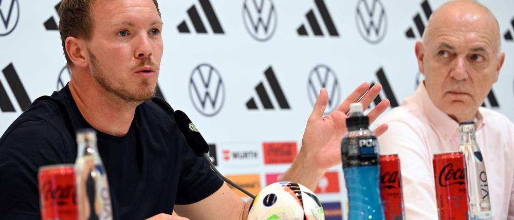 Könnten auch über 2026 hinaus weiter zusammenarbeiten: Bundestrainer Nagelsmann und DFB-Präsident Neuendorf.