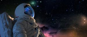 Illustration von einem Astronauten im Weltall. Wird es bald ein Basiscamp zum Mars geben?