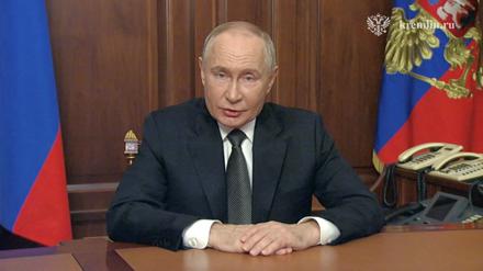Putin bei seiner Fernsehansprache am Donnerstagabend