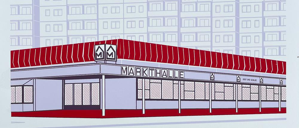 Verlorene Ostmoderne. Stefan Göttel zeigt im Jahreskalender von Studio 114 die Markthalle in der Breiten Straße, gebaut 1975/76, abgerissen 1994/95.
